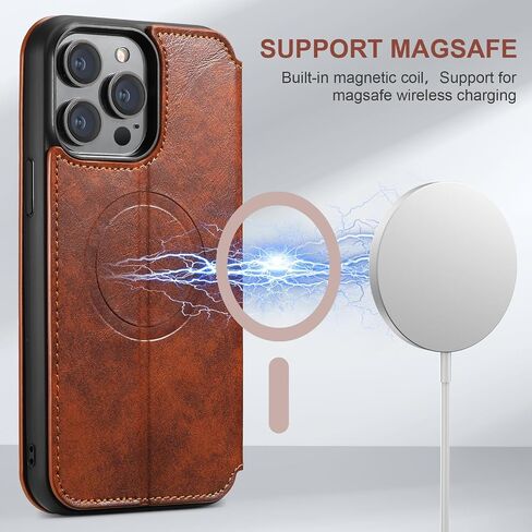 SINIANL Case Wallet for iPhone 12, iPhone 12 Pro Wallet Case Compatible with MagSafe Wireless Charging Magnetic Leather Flip Folio Cover Kickstand and Cash Credit Card Holder for Men Women Khaki in Kuwait