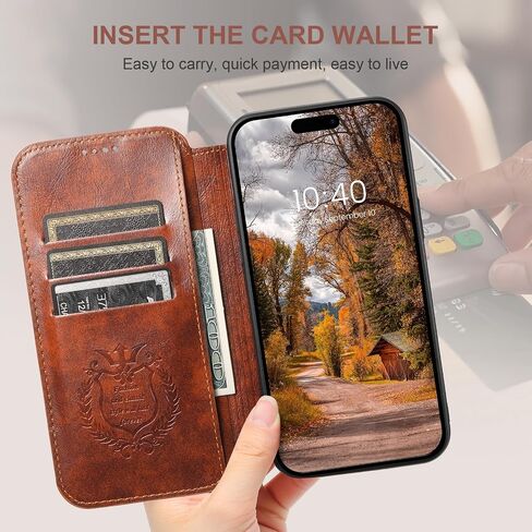 SINIANL Case Wallet for iPhone 12, iPhone 12 Pro Wallet Case Compatible with MagSafe Wireless Charging Magnetic Leather Flip Folio Cover Kickstand and Cash Credit Card Holder for Men Women Khaki in Kuwait