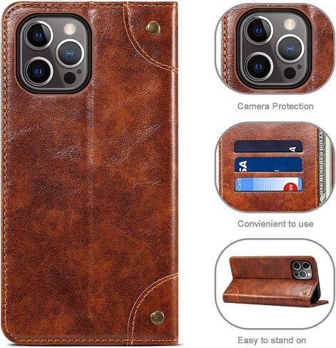 SINIANL Case Wallet for iPhone 12, iPhone 12 Pro Wallet Case Compatible with MagSafe Wireless Charging Magnetic Leather Flip Folio Cover Kickstand and Cash Credit Card Holder for Men Women Khaki in Kuwait