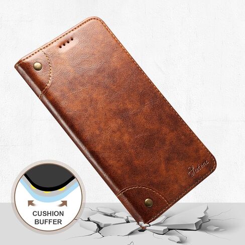 SINIANL Case Wallet for iPhone 12, iPhone 12 Pro Wallet Case Compatible with MagSafe Wireless Charging Magnetic Leather Flip Folio Cover Kickstand and Cash Credit Card Holder for Men Women Khaki in Kuwait