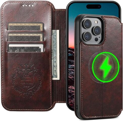 SINIANL Case Wallet for iPhone 12, iPhone 12 Pro Wallet Case Compatible with MagSafe Wireless Charging Magnetic Leather Flip Folio Cover Kickstand and Cash Credit Card Holder for Men Women Khaki in Kuwait