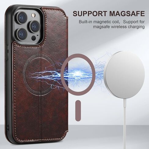 SINIANL Case Wallet for iPhone 12, iPhone 12 Pro Wallet Case Compatible with MagSafe Wireless Charging Magnetic Leather Flip Folio Cover Kickstand and Cash Credit Card Holder for Men Women Khaki in Kuwait