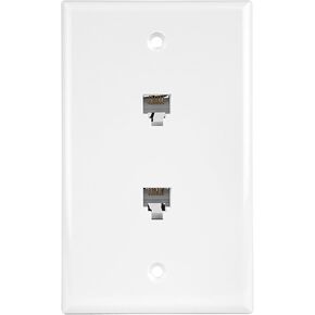 لوحة حائط بمقبس هاتف مزدوج RJ11 من ENERLITES، 6 مواضع 6 موصلات 6P6C (دعم خطين)، عصابة واحدة 4.50 بوصة × 2.76 بوصة، 6671-W، أبيض in Kuwait