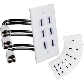 غطاء منفذ لوحة الحائط mxtechnic بمنفذ واحد 4K HDMI مع كابل ضفيرة HDMI عالي السرعة أنثى إلى أنثى 6 بوصة لأنظمة ألعاب الفيديو أو صناديق التلفزيون أو الأجهزة الأخرى التي تدعم قناة HDMI/إيثرنت in Kuwait