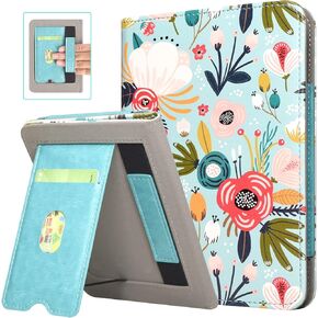 DMLuna Case for All-New Kindle 6" (11th Generation 2022 Release, Model C2V2L3), Hands Free Stand Durable Premium PU Leather Cover with Auto Sleep Wake Function, Hand Strap and Card Slot - Black in Kuwait