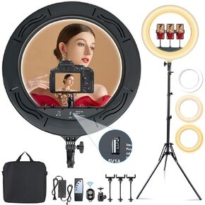 2023 ترقية MOUNTDOG 18 "حلقة ضوء عدة 55 واط بلوتوث LED Ringlight الإضاءة مع حامل ثلاثي القوائم عكس الضوء 3200K/5500K يوتيوب دائرة الإضاءة Ringlights لماكياج الفيديو التصوير الفوتوغرافي تدوين صورة
