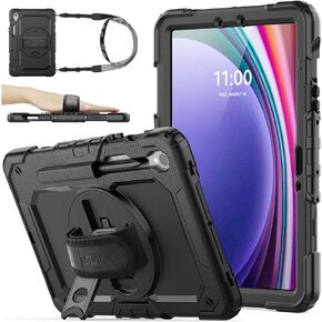SEYMAC stock Case for Samsung Galaxy Tab S10 Lite / S10 FE / S9 FE 5G / S9 Tablet Case 10.9''/ 11'' Protective with Screen Protector, Pen Holder, 360 Rotate Stand, Hand Strap, Shoulder Strap, Black1 in Saudi Arabia