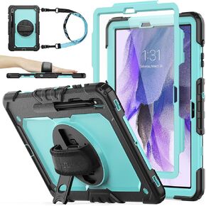 SEYMAC stock Case for Samsung Galaxy Tab S7 FE / S8 Plus 5G Case 12.4'' with Screen Protector Pencil Holder [360 Rotating Hand Strap] &Stand, Drop-Proof, Black in Kuwait