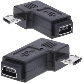 chenyang CY 2pcs Mini USB Male to Micro USB 5pin Female & Mini Female to Micro Male Extension Adapter Black