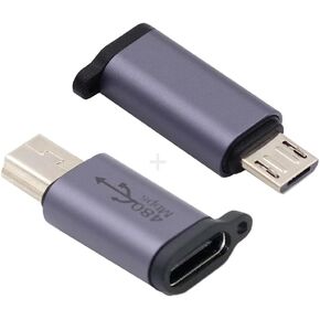 2pcs/lot USB-C USB2.0 Type C Female to Micro Mini USB Male Power Adapter 480Mbps Data with Chain Holes in Kuwait
