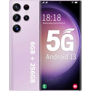 هاتف ذكي viqee S23 5G غير مقفل، Android 13 ثنائي شريحة الاتصال، هاتف خلوي 6.8 بوصة HD 3200 * 1440 عرض هاتف غير مقفل، ذاكرة وصول عشوائي 6 جيجابايت + ذاكرة تخزين داخلية 256 جيجابايت، كاميرا رئيسية 80 ميجابكسل، بطارية ضخمة 6000 مللي أمبير في الساعة (أرجواني) in Kuwait