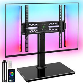 Greenstell TV Stand with LED Lights, Universal Table Top TV Stand for 27-55 inch TVs, Height Adjustable TV Base Stand, Eye Protection, Swivel, Holds up to 88 Lbs, Max VESA 350x350mm in Kuwait