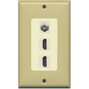 RiteAV - 2 HDMI و1 كابل محوري للتلفزيون F نوع منفذ لوحة حائط بيضاء مزخرفة in Kuwait