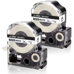 Absonic Compatible Label Tape Replacement for LK-5WBN LC-5WBN9 LK-5WBW SS18KW Label Cartridge for LabelWorks LW500 LW600 LW700 LW900 LW1000P Label Maker, 3/4" x 26', 18mm Black on White, 2-Pack