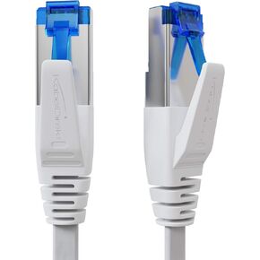 Flat Cat 7 Ethernet Cable with Break-Proof Design, Internet/LAN Cable – 100ft (10Gbps Maximum Fiber Optic Speed, Highly Flexible & Suitable for Permanent Installation, RJ45, White) – by CableDirect in Kuwait