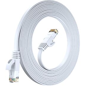 Cat 6 Ethernet Cable 100 ft - with a Flat, Space-Saving Design High-Speed Internet & Network LAN Patch Cable, RJ45 Connectors - 100ft / Yellow - Perfect for Gaming, Streaming, and More in Kuwait