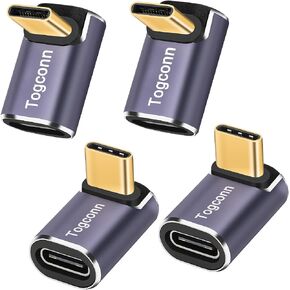 90 Degree Right Angle USB C Adapter (2 Pack), USB Type-C Male to Female Extender Connector, 40Gbps, 8K@60Hz Compatible with MacBook Pro/Air, iPhone 15/15 Pro Max, iPad Pro, Tablet, Phone, More in Kuwait