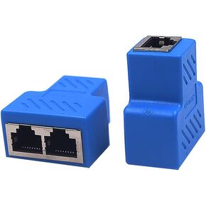 Kewrok 1 Pairs RJ45 Ethernet Splitter, 1 to 2 RJ45 Splitter, 1 Port Female to 2 Ports Female Network LAN Cable Extension Adapter Connector Coupler, Access IPTV Internet Broadband Simultaneity (Black)