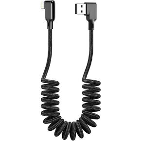 AICase Multi Charging Cable for Apple CarPlay,Expansion Spring Coiled Cable,Three in One Multi Retractable Cable with Micro USB IP Type C Connectors for Android/A-pple/Samsung