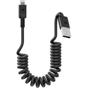 dé كابل Lightning ملفوف، كابل USB إلى Lightning بطول 3.3 أقدام [معتمد من MFi ومتوافق مع CarPlay]، كابل شحن قصير لهاتف iPhone 14 Pro Max/13/12 mini/11 Pro/X/8/SE/iPad in Kuwait