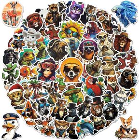 Hwook Cute Animals Waterproof Stickers, 160 PCS Mixed Colorful Cartoon Stickers, Stickers for Water Bottles, Guitar, Skateboards and Notebooks, These Fun Stickers for Kids Teens Girls Adults in Kuwait