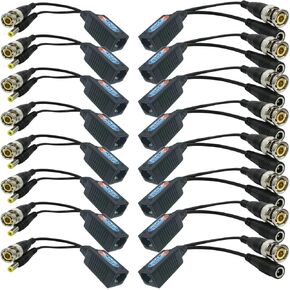 EAGLEWATCH 8 Pair Video Balun with Power Supply, BNC to Cat5 Adapter, BNC to RJ45 Converter, 1080P-8MP Analog Camera Ethernet Transceiver - Compact (Blue)