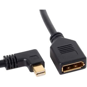 Cablecc Left Angled Mini DP DisplayPort 90 Degree to DisplayPort Female Cable for Displays Monitors (Left Angled) in Kuwait