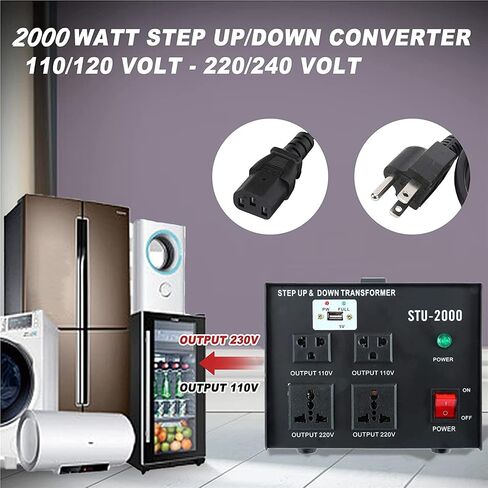 YaeCCC 2000VA Voltage Converter Transformer Heavy Duty Step Up and Down Transformer 110 to 220V with USB Port in Saudi Arabia