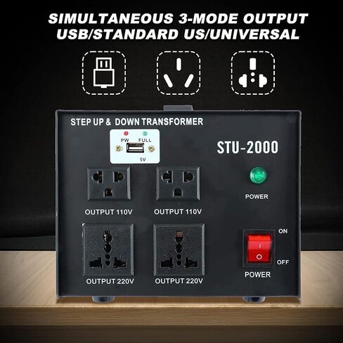 YaeCCC 2000VA Voltage Converter Transformer Heavy Duty Step Up and Down Transformer 110 to 220V with USB Port in Saudi Arabia