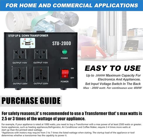 YaeCCC 2000VA Voltage Converter Transformer Heavy Duty Step Up and Down Transformer 110 to 220V with USB Port in Saudi Arabia