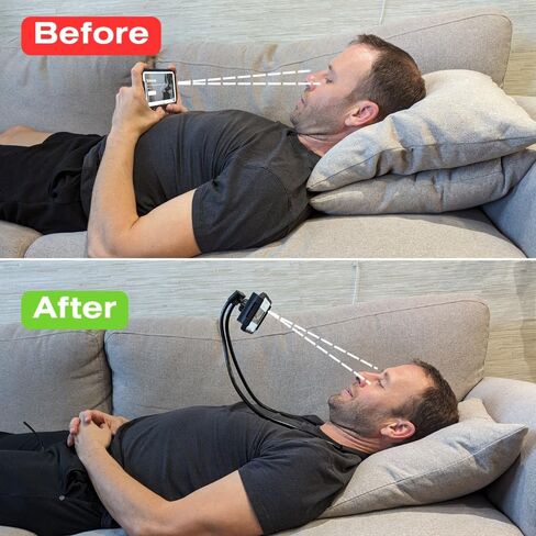 حامل الهاتف المحمول الذكي العالمي من Posture Guy Mike، معلق على حامل الهاتف الخليوي على الرقبة، دعامة مرنة كسولة دوارة ذاتية الصنع in Kuwait