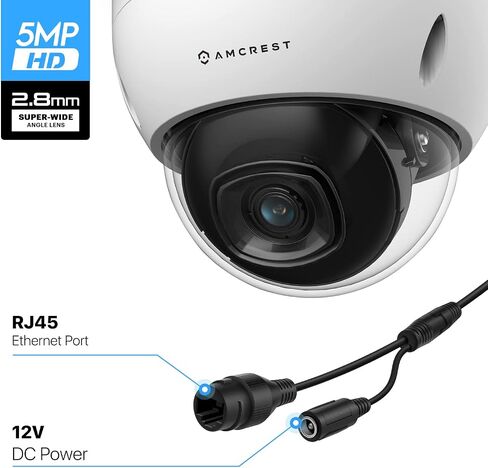 Amcrest 5MP POE Camera, Outdoor Vandal Dome Security POE IP Camera, 5-Megapixel, 98ft NightVision, 2.8mm Lens, IP67, IK10 Resistance, MicroSD 256GB (Sold Separately), Cloud, NVR (IP5M-D1188EW-AI-V3) in Saudi Arabia