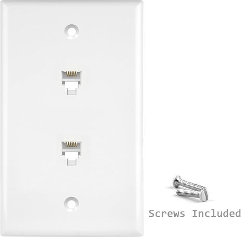 لوحة حائط بمقبس هاتف مزدوج RJ11 من ENERLITES، 6 مواضع 6 موصلات 6P6C (دعم خطين)، عصابة واحدة 4.50 بوصة × 2.76 بوصة، 6671-W، أبيض in Kuwait