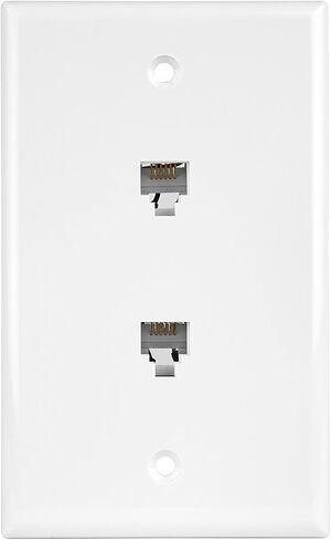 لوحة حائط بمقبس هاتف مزدوج RJ11 من ENERLITES، 6 مواضع 6 موصلات 6P6C (دعم خطين)، عصابة واحدة 4.50 بوصة × 2.76 بوصة، 6671-W، أبيض in Kuwait