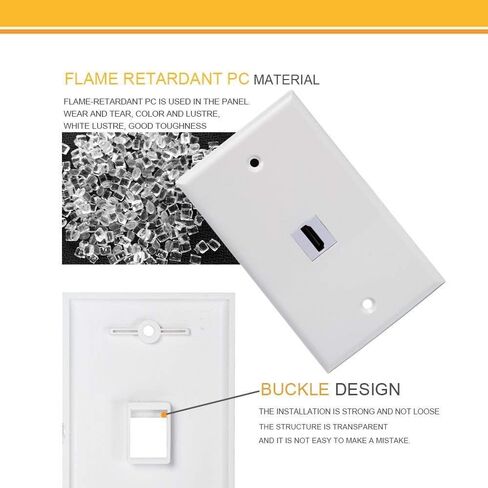 غطاء منفذ لوحة الحائط mxtechnic بمنفذ واحد 4K HDMI مع كابل ضفيرة HDMI عالي السرعة أنثى إلى أنثى 6 بوصة لأنظمة ألعاب الفيديو أو صناديق التلفزيون أو الأجهزة الأخرى التي تدعم قناة HDMI/إيثرنت in Kuwait