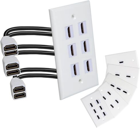 غطاء منفذ لوحة الحائط mxtechnic بمنفذ واحد 4K HDMI مع كابل ضفيرة HDMI عالي السرعة أنثى إلى أنثى 6 بوصة لأنظمة ألعاب الفيديو أو صناديق التلفزيون أو الأجهزة الأخرى التي تدعم قناة HDMI/إيثرنت in Kuwait