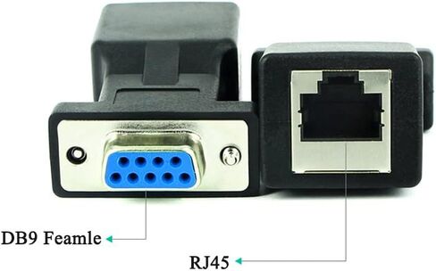 RS232 إلى RJ45، DB9 9-Pin منفذ تسلسلي ذكر إلى RJ45 أنثى Cat5e/6 إيثرنت LAN تمديد محول in Kuwait