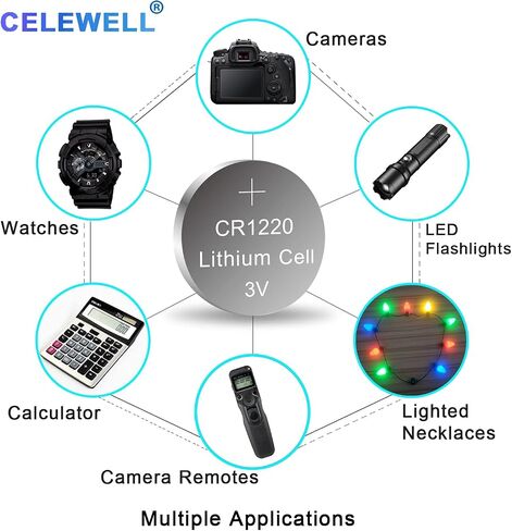 بطارية ليثيوم CELEWELL CR1220 5 عبوات 3 فولت 40 مللي أمبير في الساعة لمصباح LED/السوار/مصباح يدوي 【ضمان لمدة 5 سنوات】 in Saudi Arabia