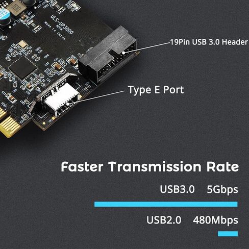 19 Pin USB3.0 + Type-E 5Gbps PCI Express Card USB محول اللوحة الأمامية لأجهزة الكمبيوتر المكتبية Windows/Mac OS/Linux (لللوحة الأمامية USB A USB C) in Kuwait