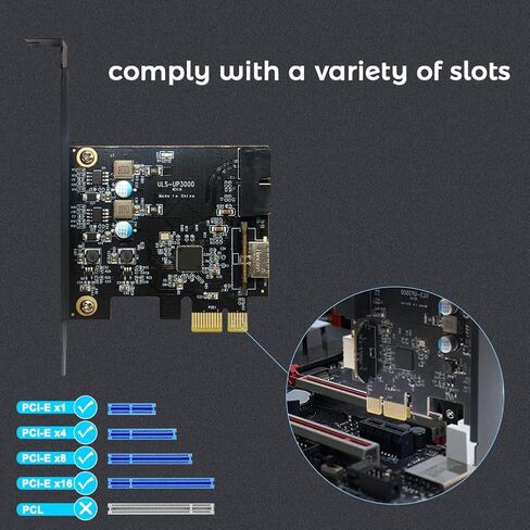 19 Pin USB3.0 + Type-E 5Gbps PCI Express Card USB محول اللوحة الأمامية لأجهزة الكمبيوتر المكتبية Windows/Mac OS/Linux (لللوحة الأمامية USB A USB C) in Kuwait