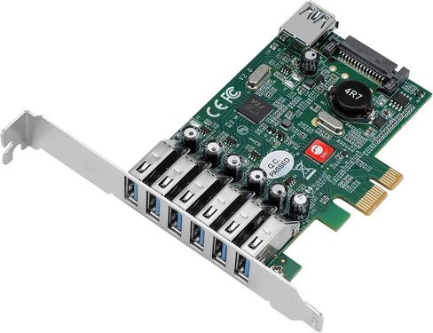 بطاقة توسيع SIIG ذات 7 منافذ USB 3.0 بسرعة 5 جيجابت في الثانية PCIe مع أقواس كاملة ومنخفضة للكمبيوتر المكتبي، تدعم Windows 11/ 10 (JU-P70011-S2) in Saudi Arabia