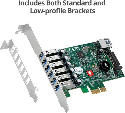 بطاقة توسيع SIIG ذات 7 منافذ USB 3.0 بسرعة 5 جيجابت في الثانية PCIe مع أقواس كاملة ومنخفضة للكمبيوتر المكتبي، تدعم Windows 11/ 10 (JU-P70011-S2) in Saudi Arabia