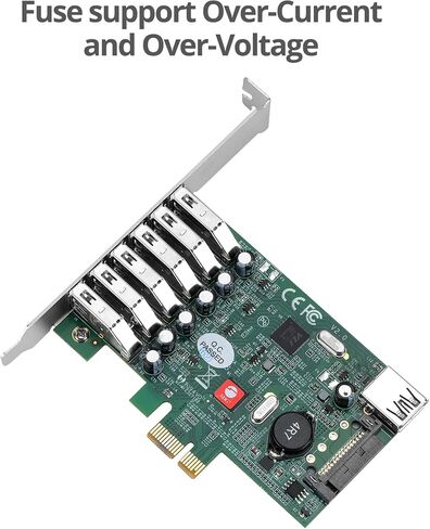 بطاقة توسيع SIIG ذات 7 منافذ USB 3.0 بسرعة 5 جيجابت في الثانية PCIe مع أقواس كاملة ومنخفضة للكمبيوتر المكتبي، تدعم Windows 11/ 10 (JU-P70011-S2) in Saudi Arabia