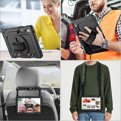 SEYMAC stock Case for Samsung Galaxy Tab S10 Lite / S10 FE / S9 FE 5G / S9 Tablet Case 10.9''/ 11'' Protective with Screen Protector, Pen Holder, 360 Rotate Stand, Hand Strap, Shoulder Strap, Black1 in Kuwait