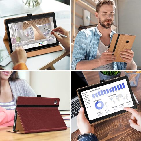 DTTO for Samsung Galaxy Tab A8 10.5 Inch Case 2022, Premium Leather Business Folio Stand Cover with Built-in Hand Strap for Galaxy Tab A8 10.5" 2022 Model [SM-X200/X205/X207], Black in Kuwait