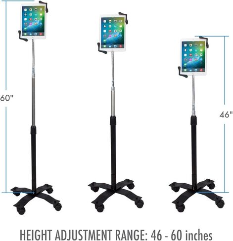 CTA Digital Medical Laptop Stand Medical Height Adjustable Mobile Rolling Floor Stand with VESA Portable Laptop Mount and 5 Locking Swivel Casters for 11.2-17.6" Laptop Computers - Silver (LT-RFL) in Kuwait