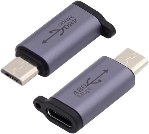 2pcs/lot USB-C USB2.0 Type C Female to Micro Mini USB Male Power Adapter 480Mbps Data with Chain Holes in Kuwait