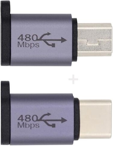 2pcs/lot USB-C USB2.0 Type C Female to Micro Mini USB Male Power Adapter 480Mbps Data with Chain Holes in Kuwait
