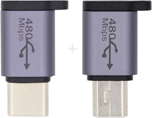 2pcs/lot USB-C USB2.0 Type C Female to Micro Mini USB Male Power Adapter 480Mbps Data with Chain Holes in Kuwait
