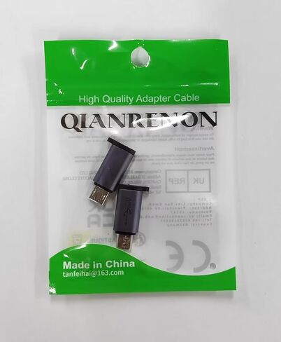 QIANRENON Mini USB Male to Micro USB Female Adapter Mini USB Plug to Micro USB2.0 Jack Charging Data Connector 480Mbps 18W 9V/2A, Al Alloy/Hook Hole, for Digital Camera MP3 Mobile Hard Drive, 2Pcs in Saudi Arabia